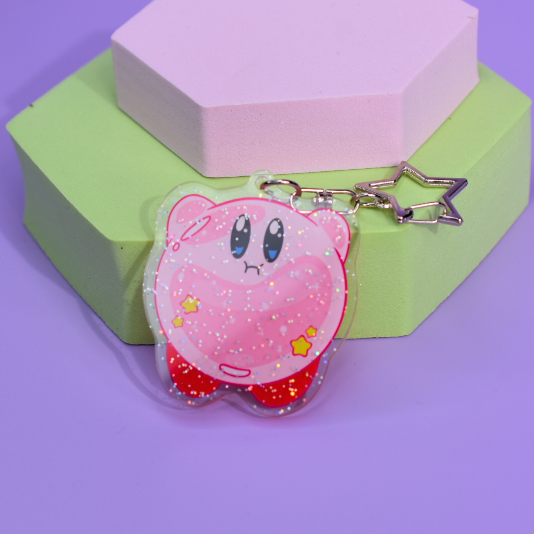 Glitter Acrylic Kirby Anime Keychain