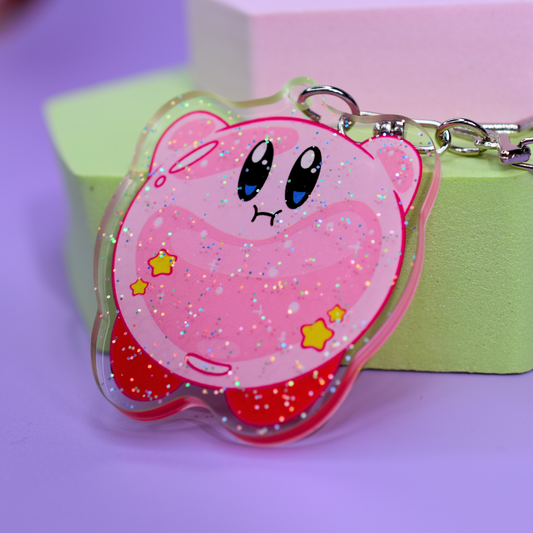 Glitter Acrylic Kirby Anime Keychain