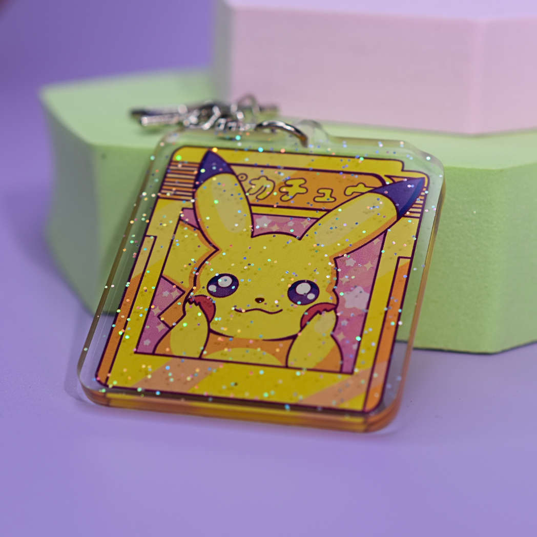 Glitter Acrylic Gameboy Pikachu Pokémon Keychain