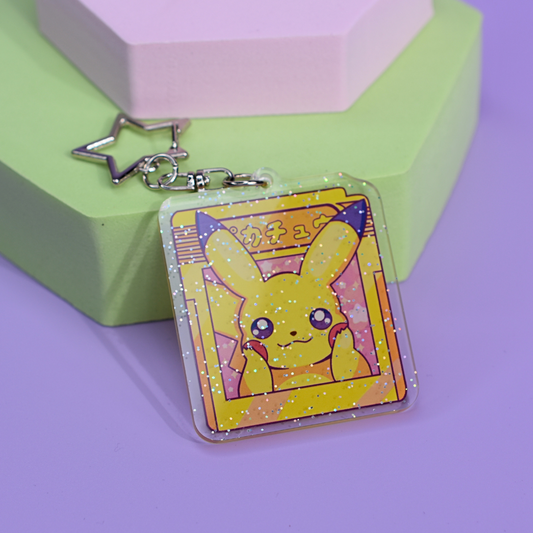 Glitter Acrylic Gameboy Pikachu Pokémon Keychain