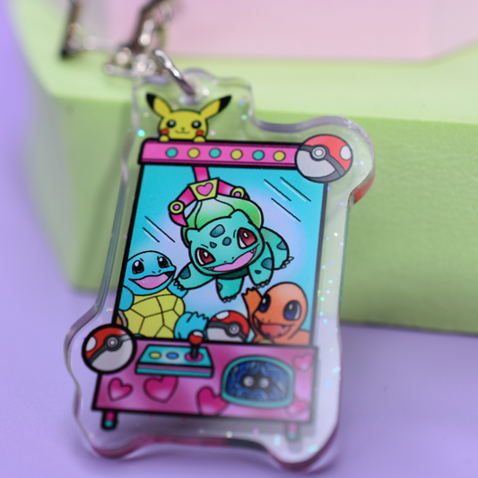 Glitter Acrylic Claw Machine Kawaii Pokémon Keychain
