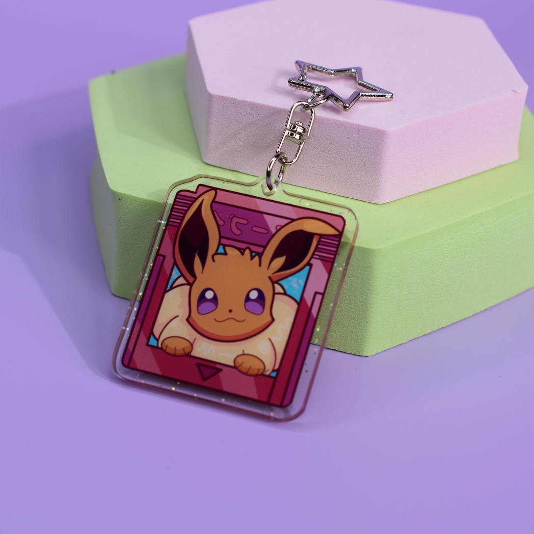 Glitter Acrylic Gameboy Eevee Pokémon Keychain