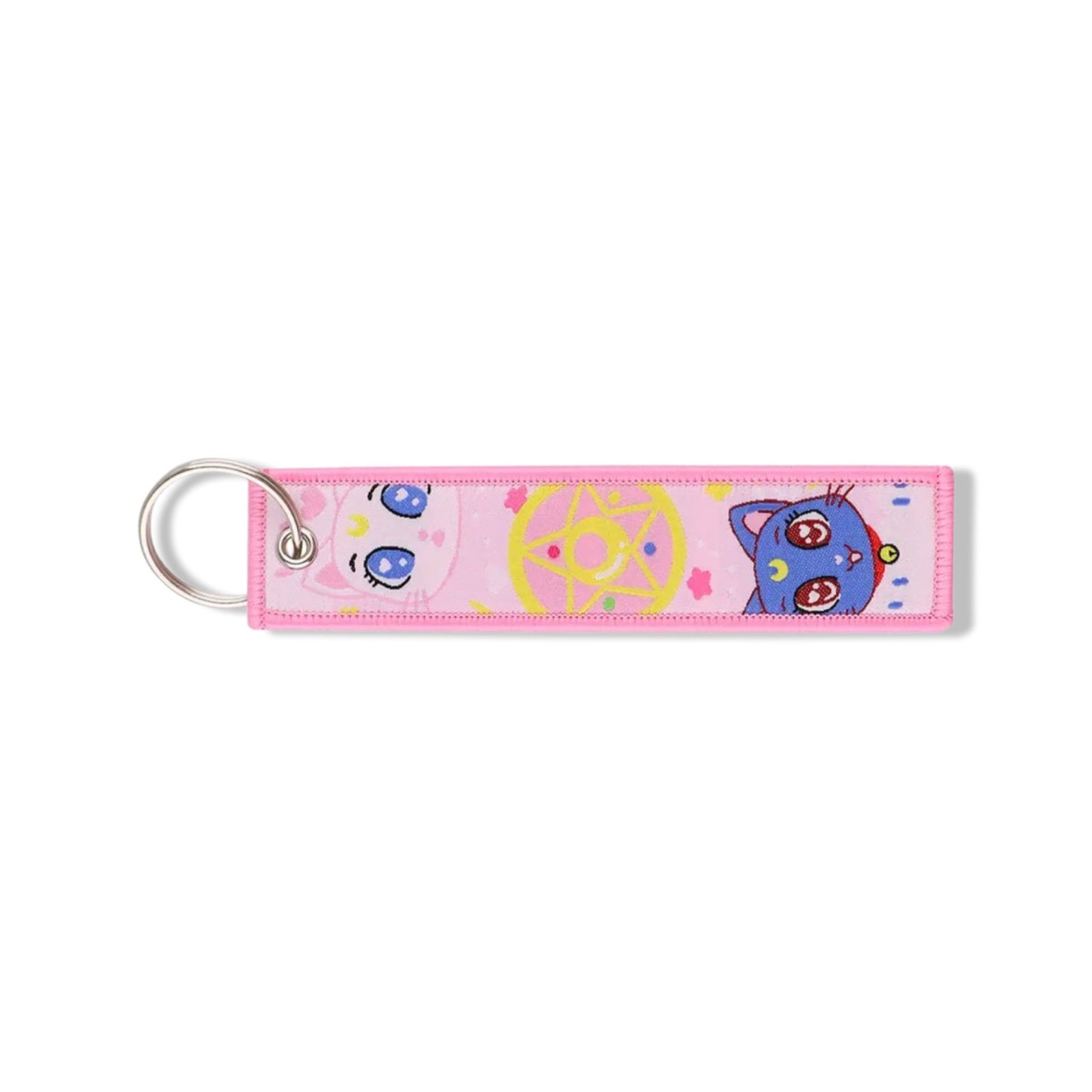 Luna and Artemis Sailor Moon Embroidered Fabric Keychain