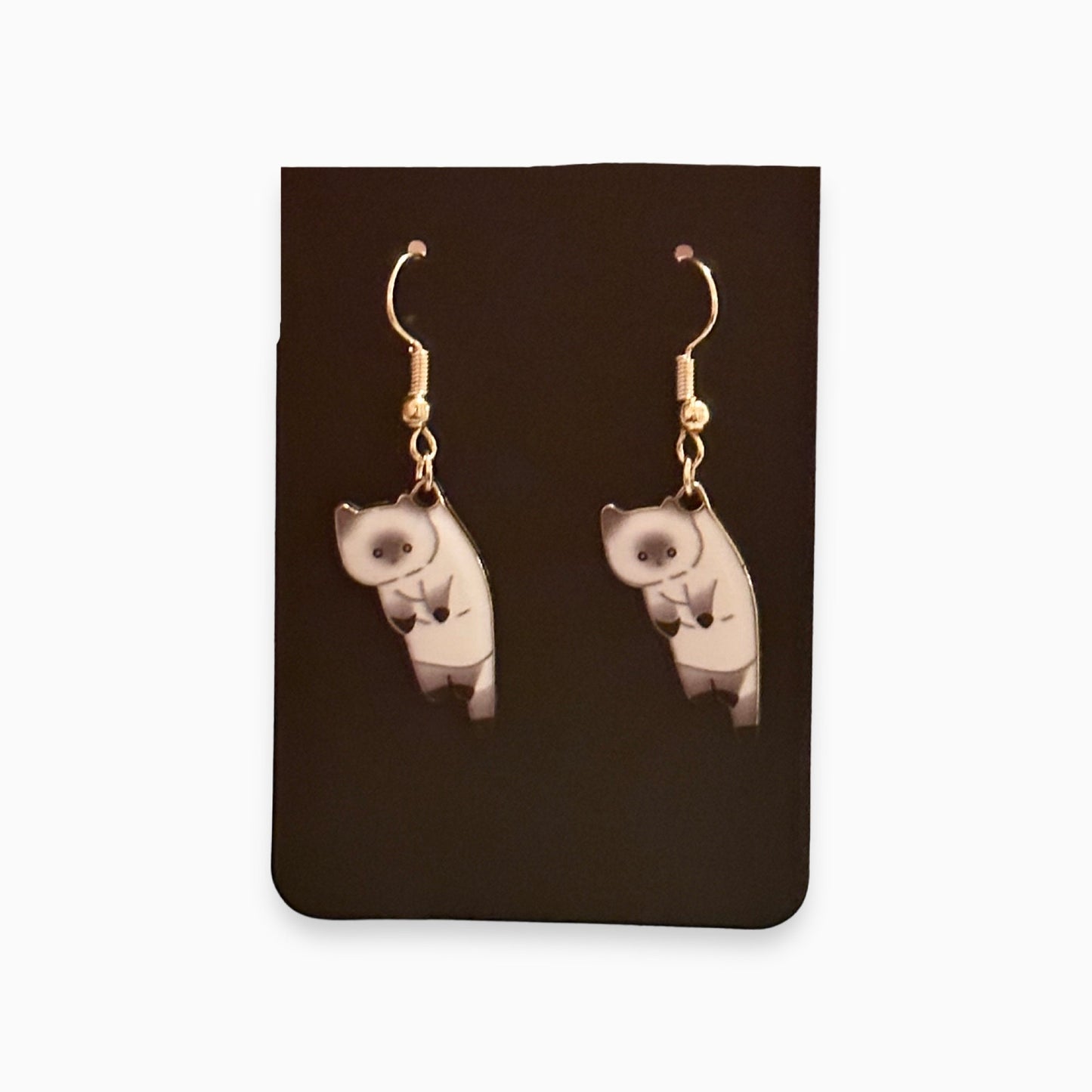 Handmade Pointed Hanging Ragdoll Cat Earrings